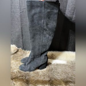 Sam Edelman Thora Knee High Tall Boots Black Soft Suede Chunky Heel Size 6